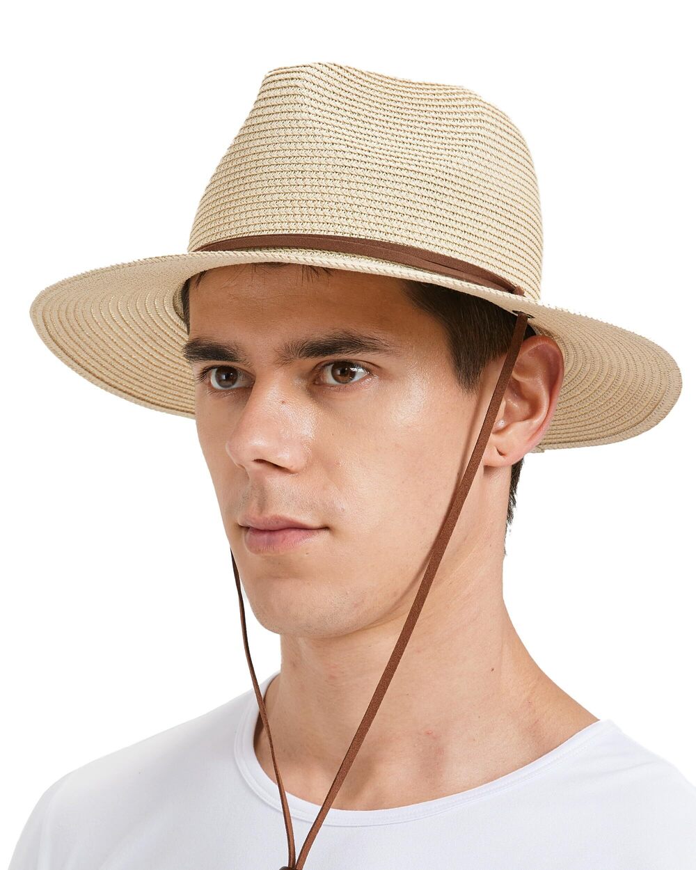 2353 Small Size Straw Sun Hats Summer Wide Brim UPF 50+ Panama Fedora Hats